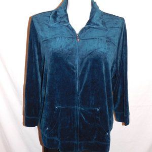2X Petite Catherines Blue Soft Velour Jacket NWOT